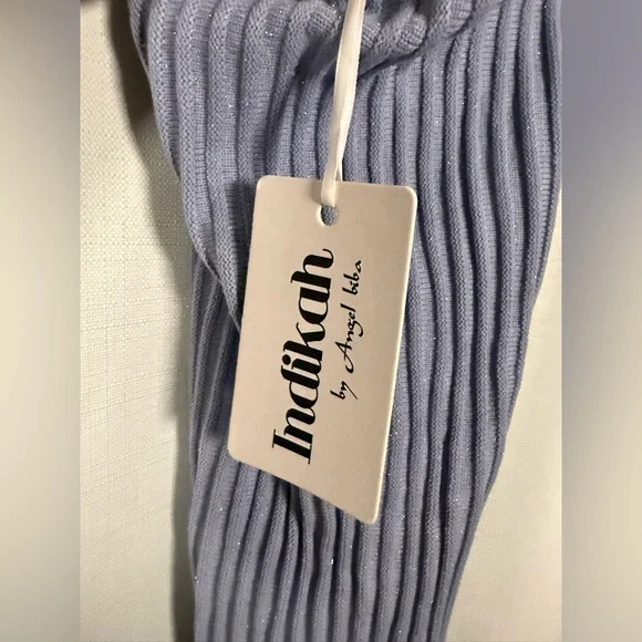 Indikah by Angel Biba Rani Ribbed Midi Dress in Sparkly Blue Size Medium - Picture 13 of 13